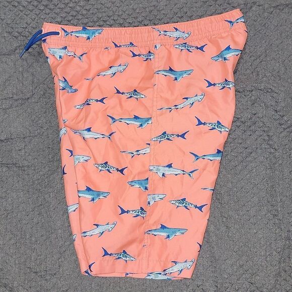 Lands End Boys Shark Printed Volley Swim Trunks Shorts Size L (14H-16H) - Picture 4 of 8